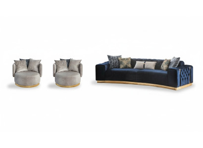 Completto set da soggiorno Chesterfield: divano a 4 posti, 2 poltrone, 3 pezzi.