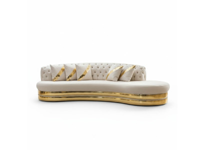 Sofà Chesterfield bianco semicircolare designer 2 pezzi 3 posti eleganti couch.