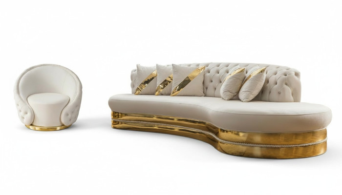 Elegante set di divani Chesterfield design per soggiorno con divano a 3 posti.