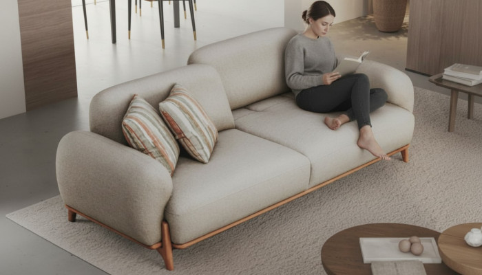 Chesterfield bianco a tre posti - Divano imbottito di lusso per il soggiorno