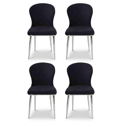 Gruppo Set 4x Sedia Sedia Design Tessuto Imbottito Sedie Sala da pranzo Tessile