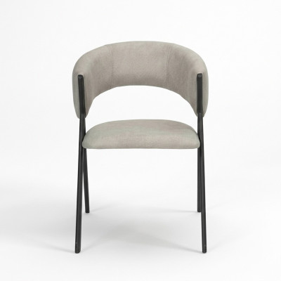 Sala da pranzo Grigio Tessuto Set di 4 Sedie Poltrona Design Tessuto Imbottito Sedie