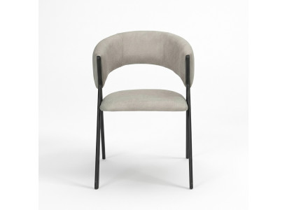 Sala da pranzo Grigio Tessuto Set di 4 Sedie Poltrona Design Tessuto Imbottito Sedie