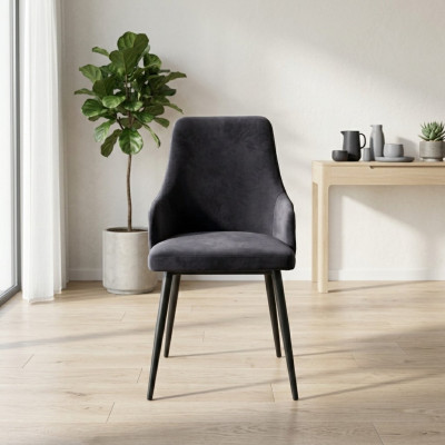 Schwarzer Designer 2x Sedie Sala da Pranzo di Lusso Monoposto Arredamento Moderno