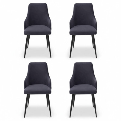 Moderno set di 4 sedie nere da designer di lusso per sala da pranzo.