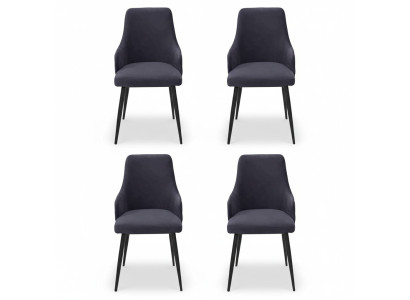 Moderno set di 4 sedie nere da designer di lusso per sala da pranzo.