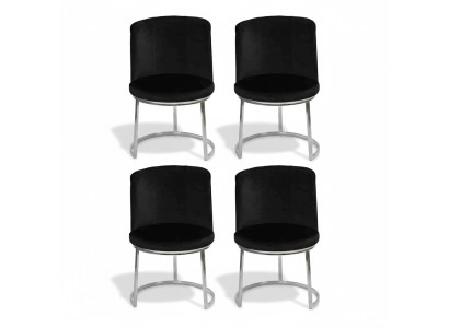 Designer neri 4 sedie con piedi in acciaio inossidabile Moderne sedie da pranzo