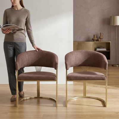 Sala da pranzo moderna 2 sedie di design di lusso Elementi in acciaio inossidabile Tessile Nuovo