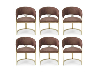 Garnitura marrone poltrona set completo design moderno nuovo 6 sedie sedia imbottita