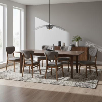 Set di sedie e poltrone da sala da pranzo design 6x, imbottitura.