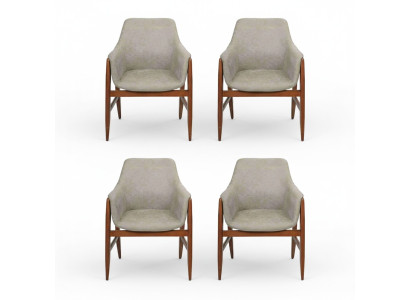 Sedia da pranzo 4x Sedie Sedia da cucina con schienale in legno e tessuto moderno grigio