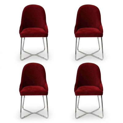 Moderna poltrone Lusso Arredamento sala da pranzo Rosso 4x sedie Mobili Sedia da pranzo