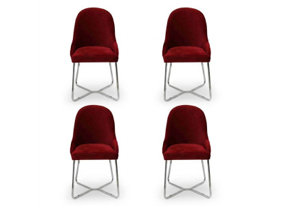 Moderna poltrone Lusso Arredamento sala da pranzo Rosso 4x sedie Mobili Sedia da pranzo