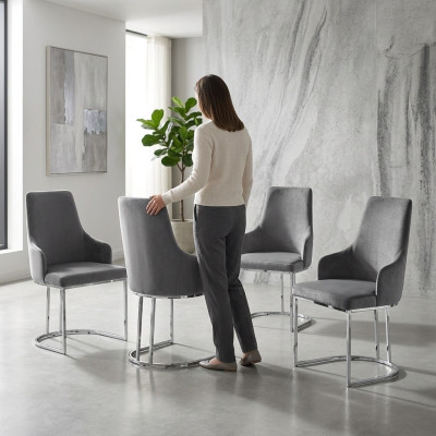 Set di sedie grigie per sala da pranzo Sedie di lusso per sedersi Mobili da cucina 4 pezzi