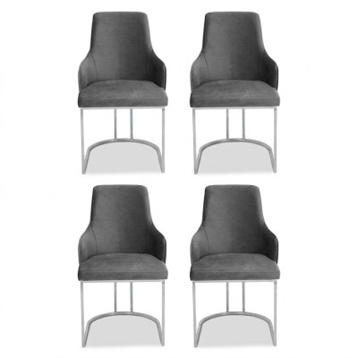 Set di sedie grigie per sala da pranzo Sedie di lusso per sedersi Mobili da cucina 4 pezzi