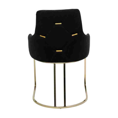 Sedia in tessuto nero moderna per sala da pranzo, monoposto in metallo, arredamento design.