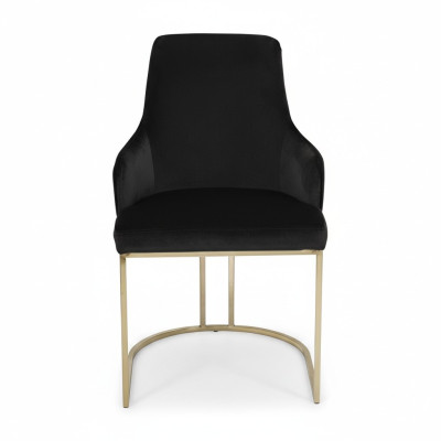 Sedia in tessuto nero moderna per sala da pranzo, monoposto in metallo, arredamento design.