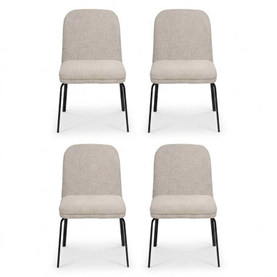 Gruppo di sedie 4x sedia set tessuto imbottitura seduta acciaio inox sala da pranzo nuovo