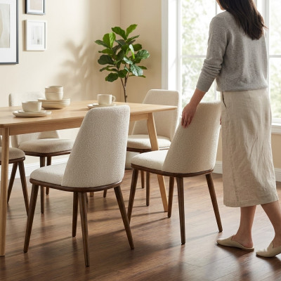 Set di sedie da pranzo bianche di design 4x sedie da cucina Sedie di lusso con struttura in legno