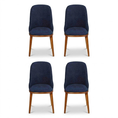 Eleganti sedie da sala da pranzo blu, telaio in legno di design, sedia da cucina moderna.