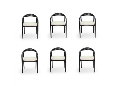 Elegante Acciaio inossidabile 6 sedie da pranzo nere Moderne Sedia Designer Metallo