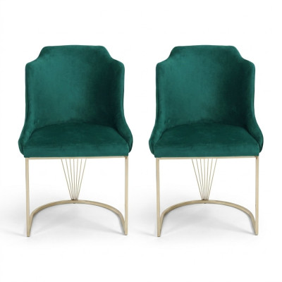 Sedia da pranzo verde di design 2x Sedie di lusso Monoposto Moderno da pranzo