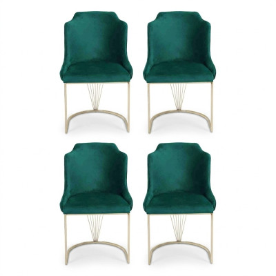 Sedia da pranzo verde di design 4x sedie lussuose monoposto moderne per la sala da pranzo.