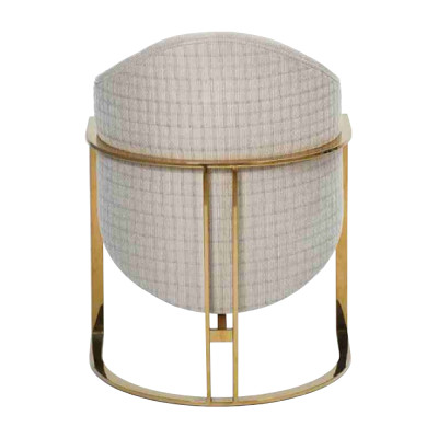 Moderno set di 4 sedie imbottite da sala da pranzo in metallo bianco elegante.