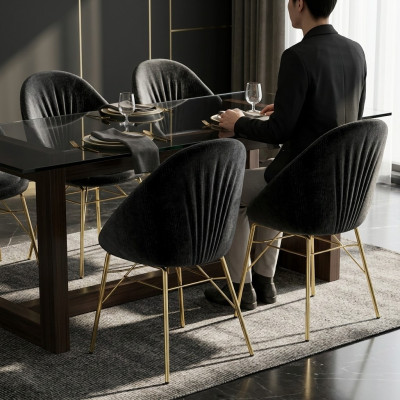 Design di lusso Nero 4 sedie Senza braccioli Sala da pranzo Mobili moderni