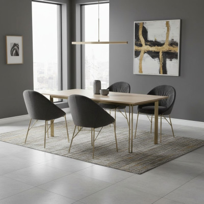 Design di lusso Nero 4 sedie Senza braccioli Sala da pranzo Mobili moderni