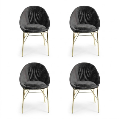 Design di lusso Nero 4 sedie Senza braccioli Sala da pranzo Mobili moderni