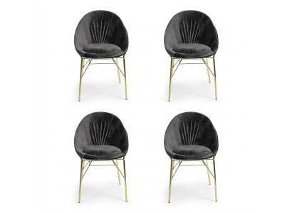 Design di lusso Nero 4 sedie Senza braccioli Sala da pranzo Mobili moderni