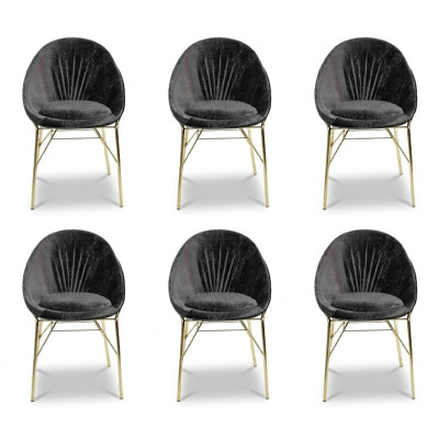 Design moderno Nero 6 sedie senza braccioli Sala da pranzo Mobili di lusso