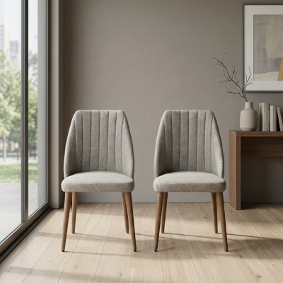 Moderni 2 sedie imbottite di lusso in tessuto grigio poltrone sedia sedia da pranzo