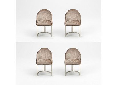 Sedia da pranzo di lusso 4x sedie Tessuto Design in metallo Moderno Mobili  Sedia da pranzo di lusso 4x sedie Tessuto Design in metallo Moderno Mobili