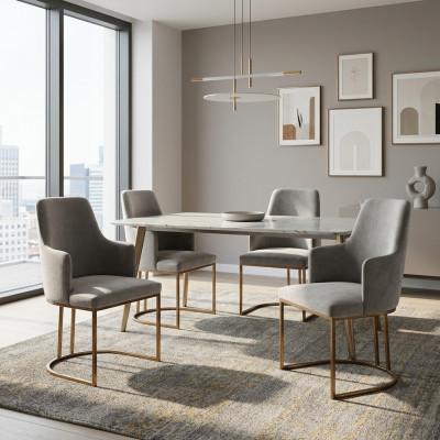 Moderne sedie da pranzo grigie eleganti sedie da cucina di lusso design 4x sedie nuove