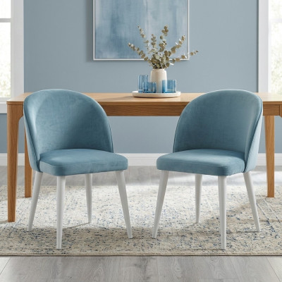 Sala da pranzo moderna in legno 2 sedie blu senza braccioli nuovo design sedia imbottita