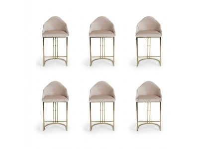Tavolo da pranzo elegante 6 sedie beige poltrona arredamento imbottitura sedie
