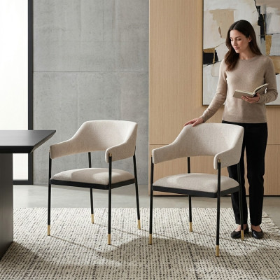 Sedia Sedia da pranzo 2x Sedie Sedia da cucina Bianca Poltrona di lusso moderna