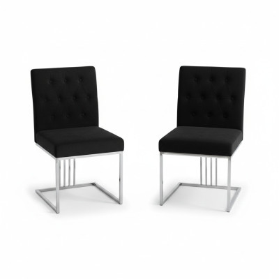 Sedia a sdraio nera designer 2x Sedie Mobili da sala da pranzo Sedie in acciaio inossidabile.