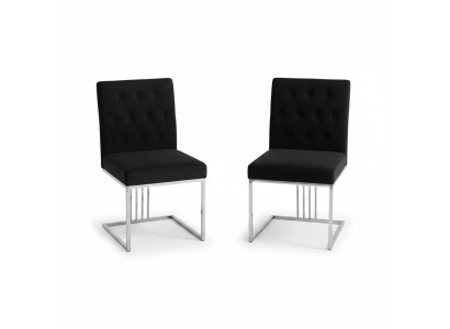 Sedia a sdraio nera designer 2x Sedie Mobili da sala da pranzo Sedie in acciaio inossidabile.