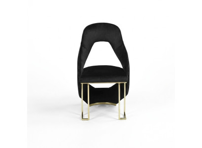 Elegante sedia da pranzo nera con schienale, lussuosa, moderna e innovativa.