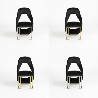 Elegante nero 6x sedie sedia da pranzo sedia da cucina sedia lusso novità sedia