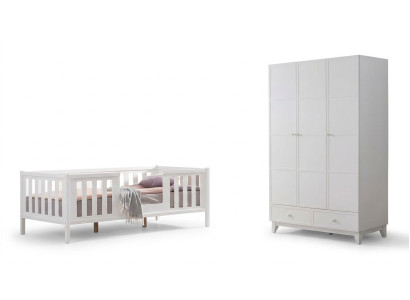 Camera da letto per bambini 2 pezzi Arredamento camera da letto Completo camera da giovane Bianco