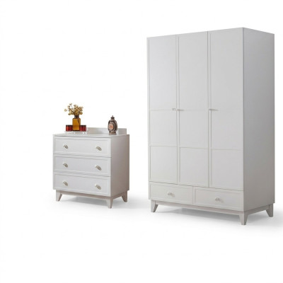 lussuosa camera da letto per bambini Bianca Moderna Set Armadio Comò nuovo