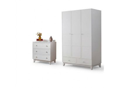 lussuosa camera da letto per bambini Bianca Moderna Set Armadio Comò nuovo