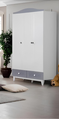 Camera da letto per bambini moderna 2 pezzi - stanza completa multicolore armadio cassettiera