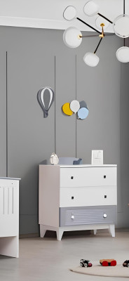 Camera da bambino moderna 2 pezzi Arredamento stanza completa Multicolore Letto cassettiera