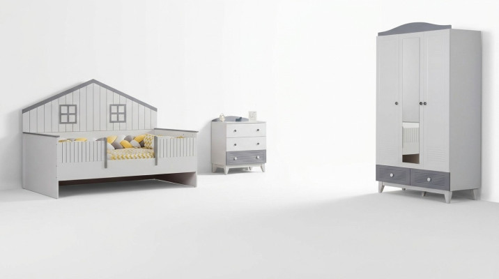 Camera dei bambini Mobili Camera completa Multicolore Letto armadio Comò