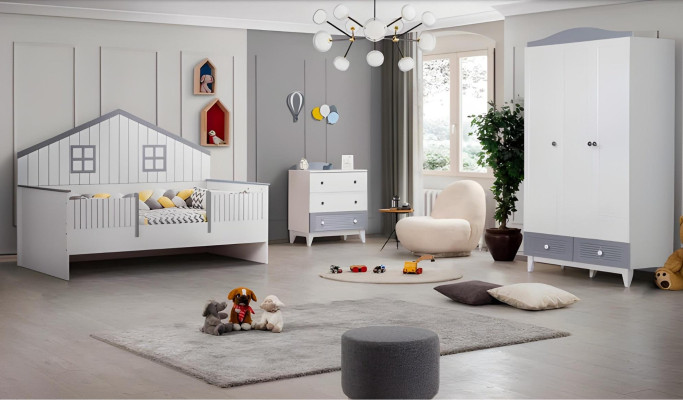 Moderno lettino per bambini estendibile Lussuoso letto da camera in legno Mobile